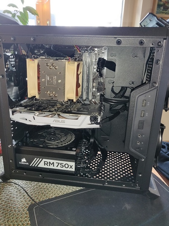 Close up of front of computer build