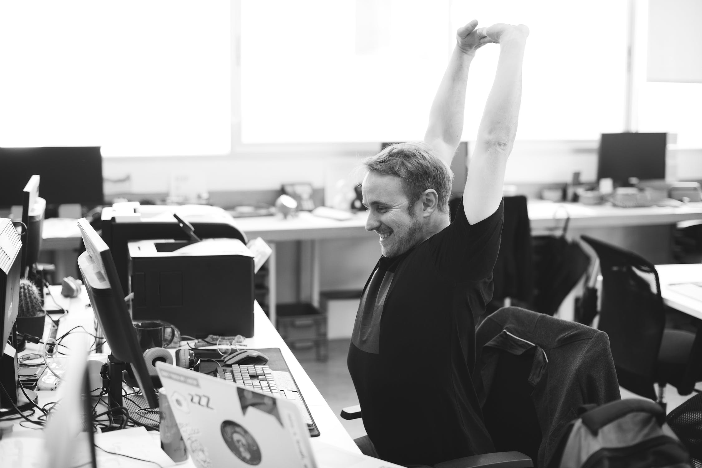 Stock photo of the office happy guy